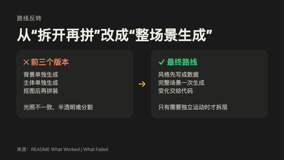 从拆图层拼装改为整场景生成